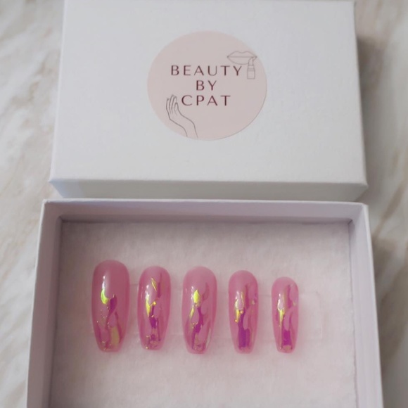 Pink Jelly Flames LUXURY PRESS-ON NAILS - Picture 2 of 5